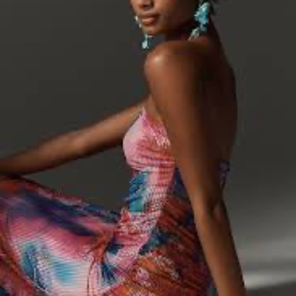 ANTHROPOLOGIE The Soleil Slim Strapless Ruched Mesh Dress - Picture 2 of 11